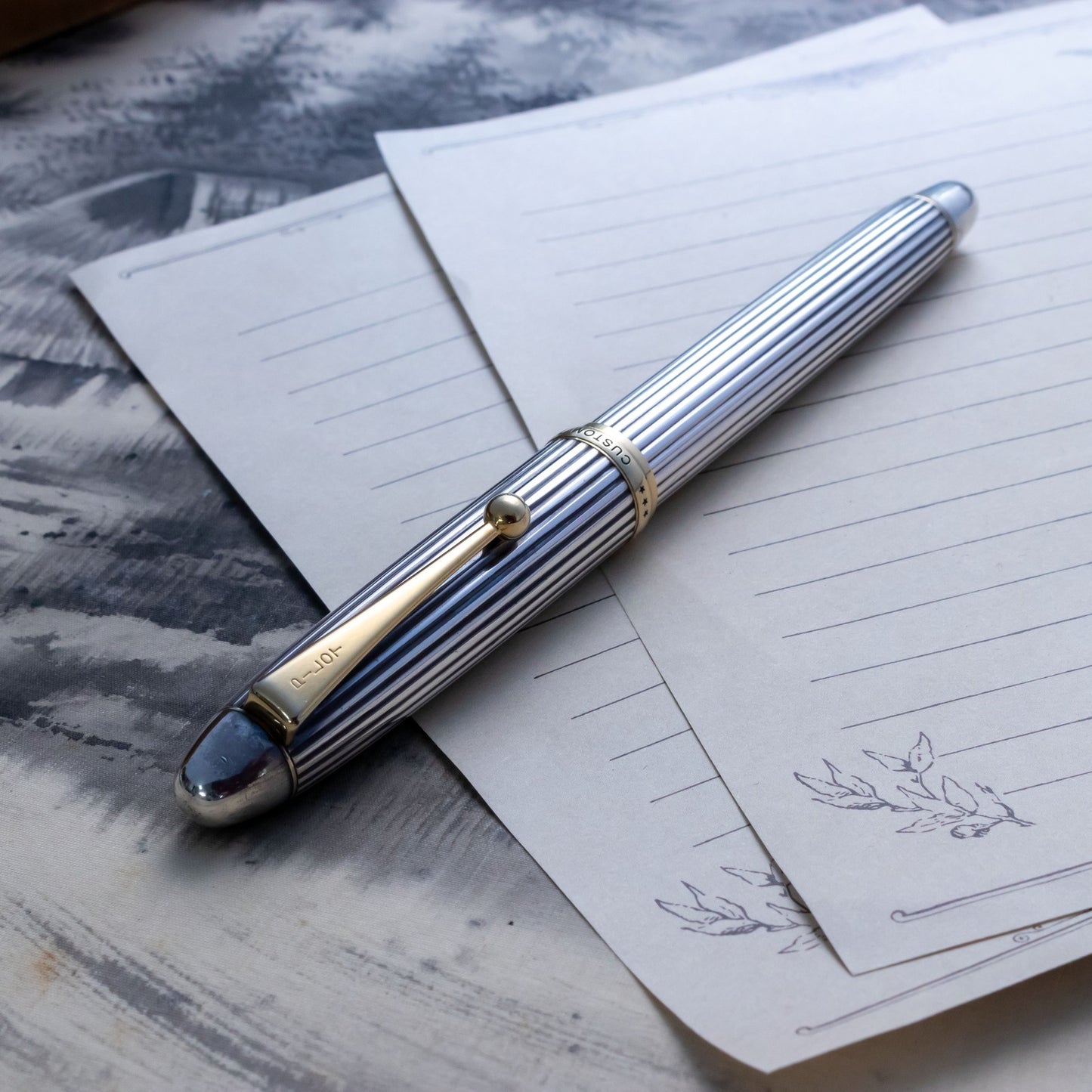 Pilot Custom 745 Sterling Silver 18K #10 F Nib Fountain Pen