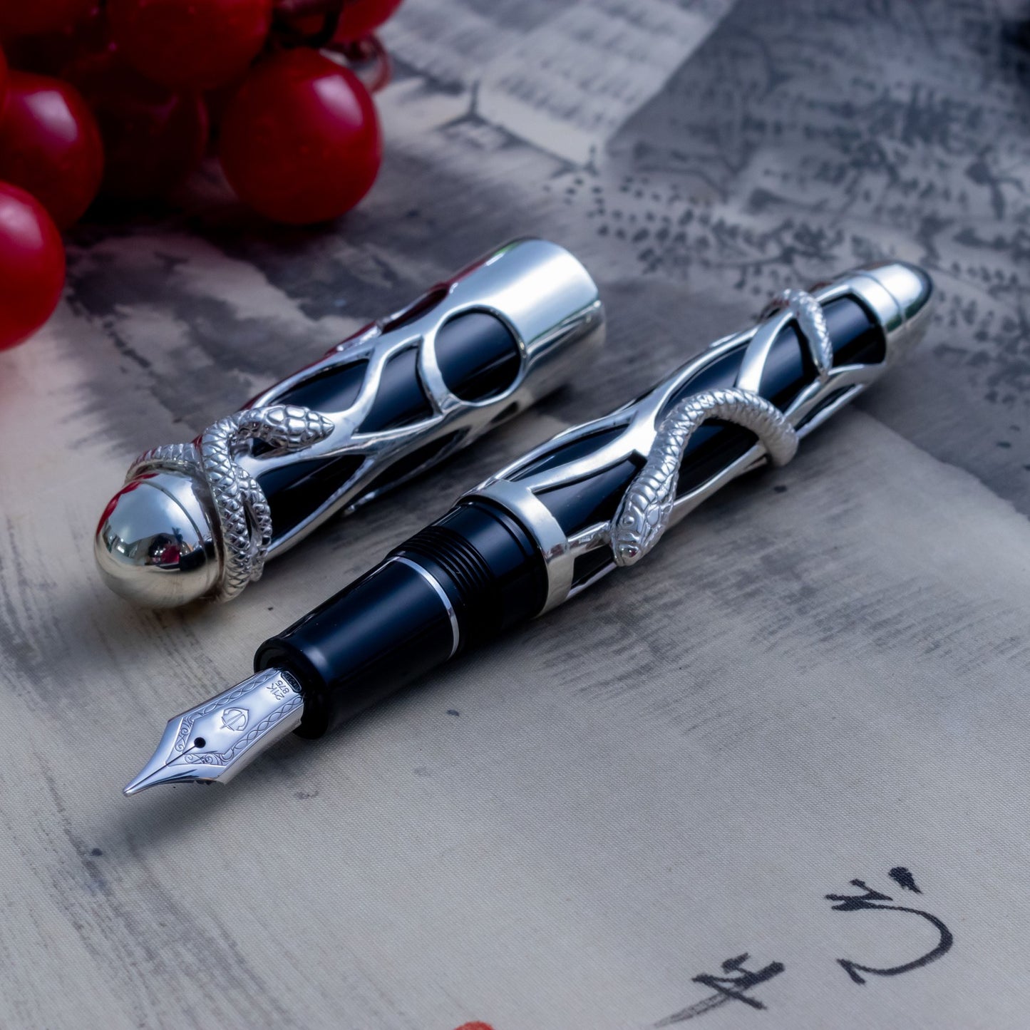 Kyomaru x Sailor Profit 21 Sterling Silver Hebi 21K White Gold Nib Fountain Pen (Copy)