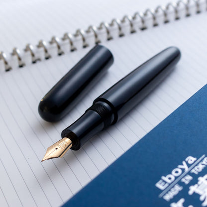 Eboya Houga Large Ebonite - Black 14K Gold Bock MF Nib Fountain Pen