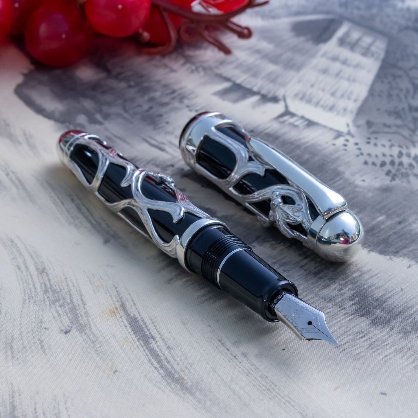 Kyomaru x Sailor Profit 21 Sterling Silver Dragonfly 21K White Gold Nib Fountain Pen