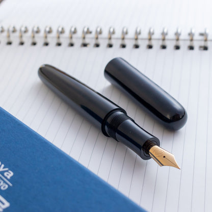 Eboya Houga Large Ebonite - Black 14K Gold Bock MF Nib Fountain Pen