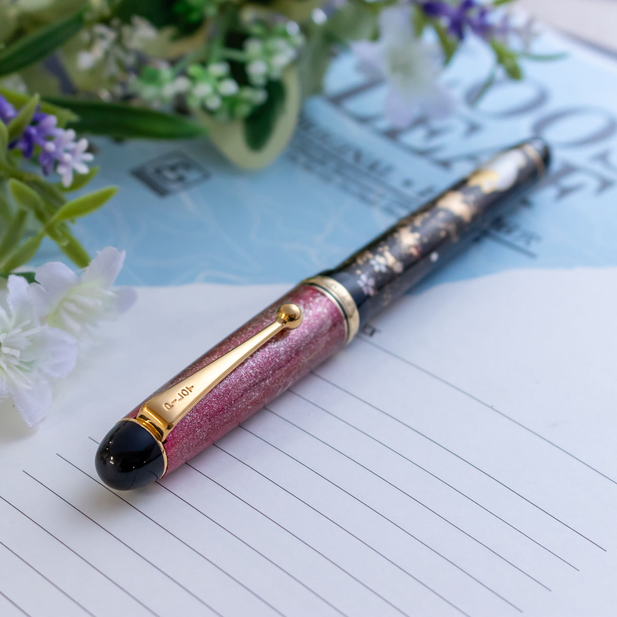 Custom Pilot Custom 74 Golden Neko Fountain Pen 14K #5 B Gold Nib