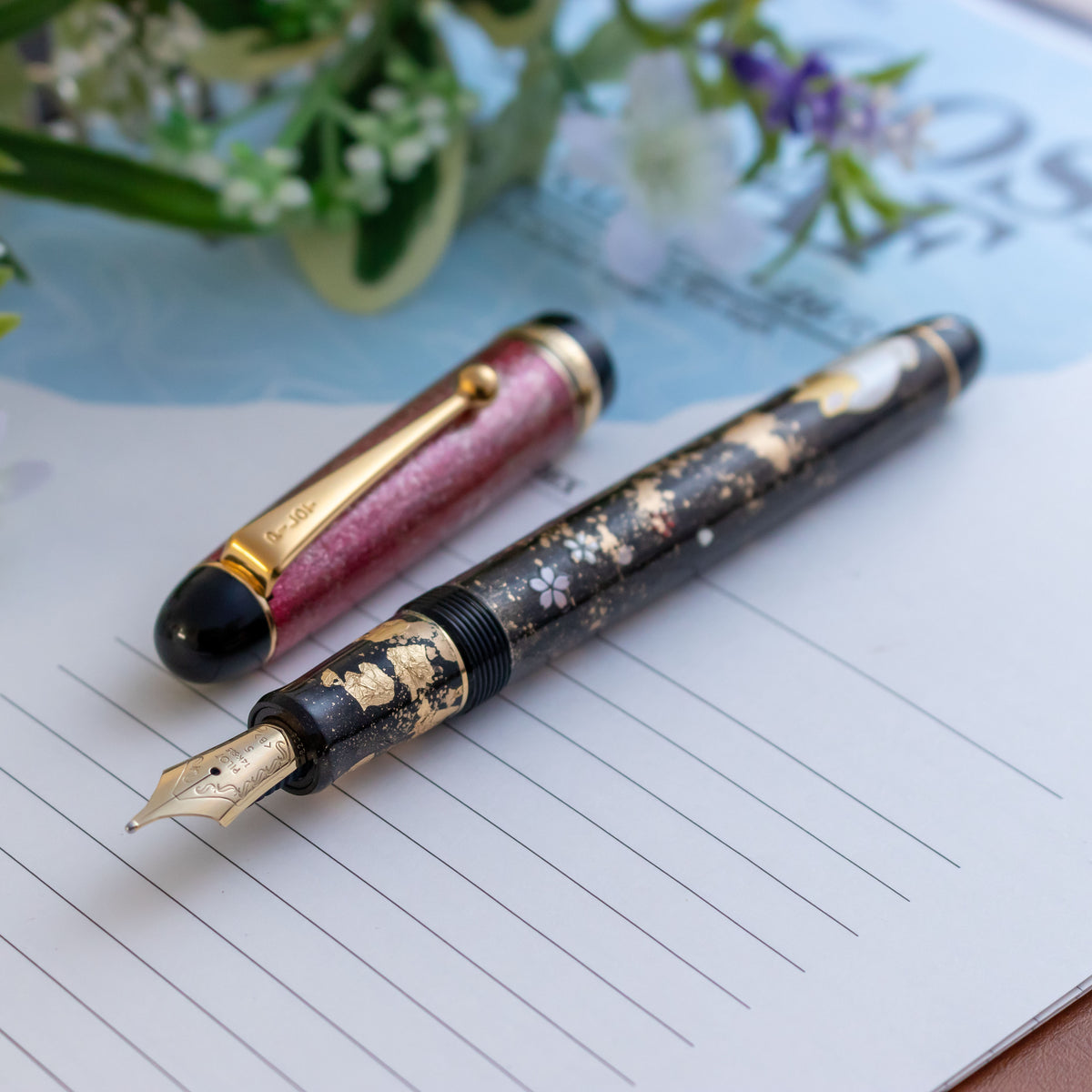 Custom Pilot Custom 74 Golden Neko Fountain Pen 14K #5 B Gold Nib
