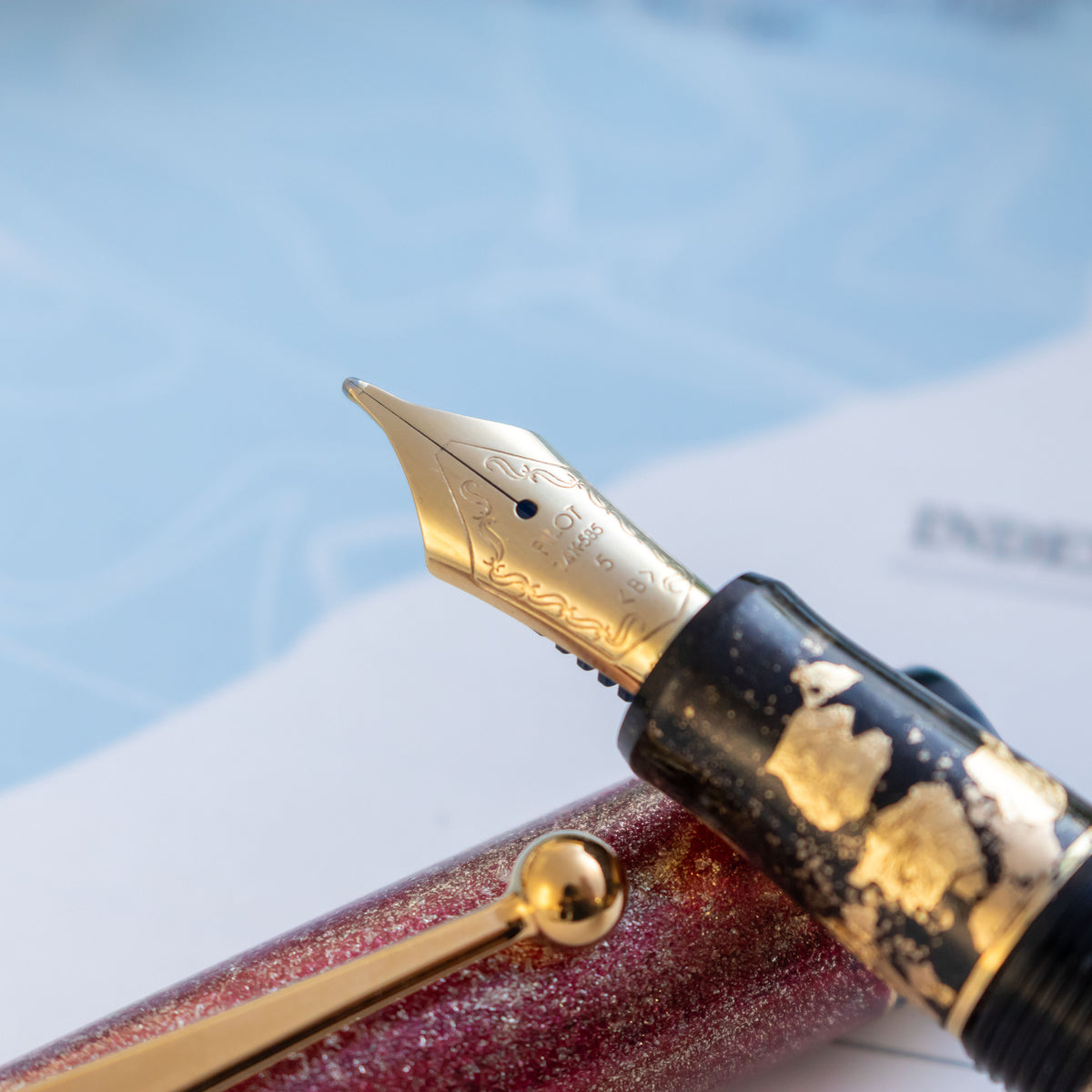Custom Pilot Custom 74 Golden Neko Fountain Pen 14K #5 B Gold Nib