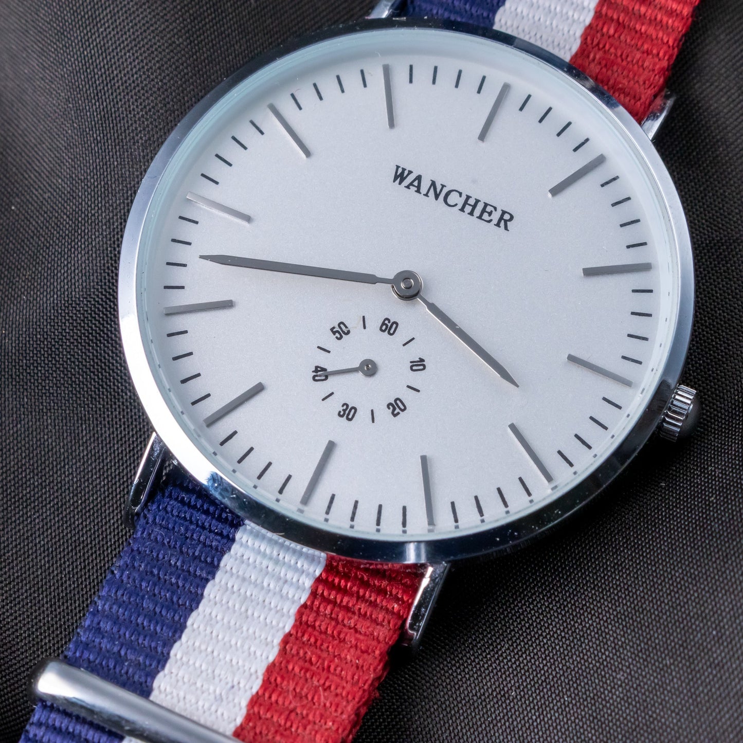 WANCHER White Dial 12-Hour Analog Quartz Movement Watch