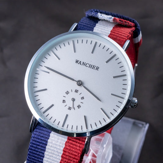 WANCHER White Dial 12-Hour Analog Quartz Movement Watch