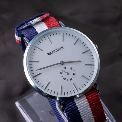 WANCHER White Dial 12-Hour Analog Quartz Movement Watch