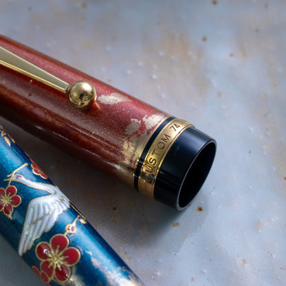 Customized Pilot Custom 74 Ume Ni Tsuru Motif Fountain Pen
