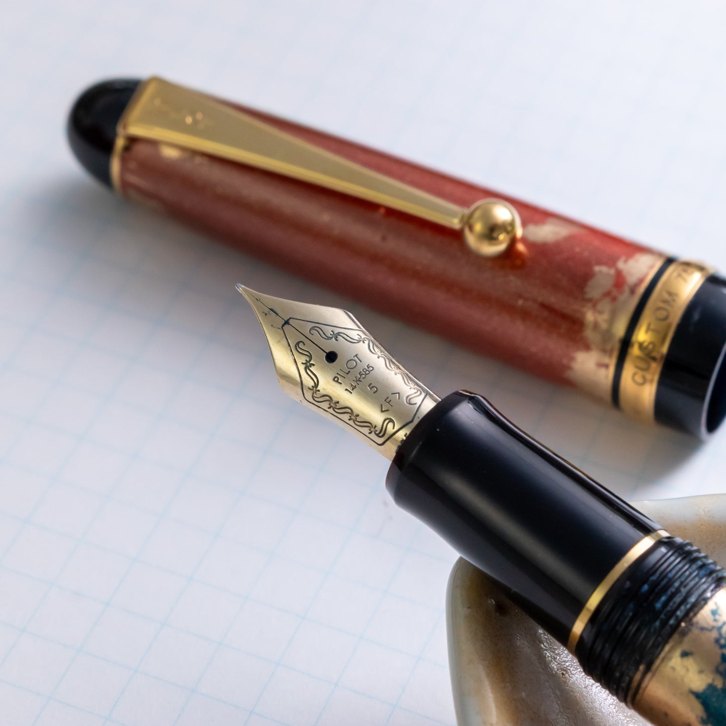 Customized Pilot Custom 74 Ume Ni Tsuru Motif Fountain Pen