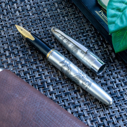Vintage Pilot Namiki Sterling Silver Dragon Motif Fountain Pen