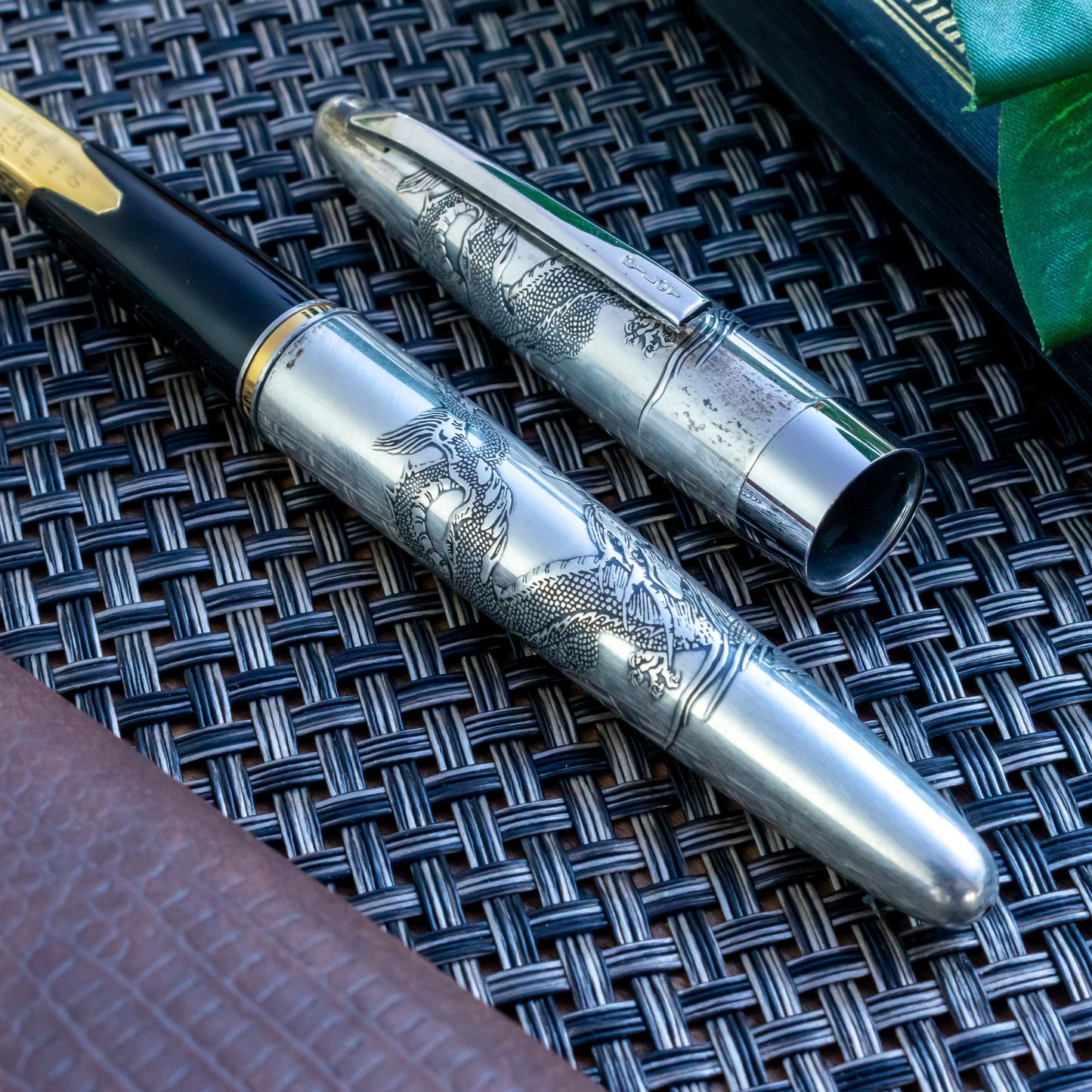 Vintage Pilot Namiki Sterling Silver Dragon Motif Fountain Pen
