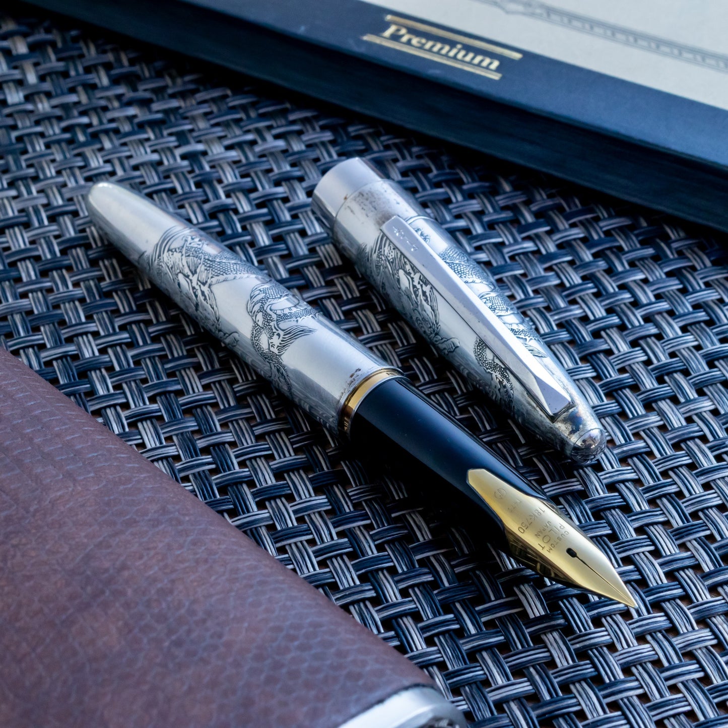 Vintage Pilot Namiki Sterling Silver Dragon Motif Fountain Pen
