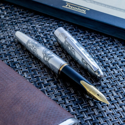 Vintage Pilot Namiki Sterling Silver Dragon Motif Fountain Pen