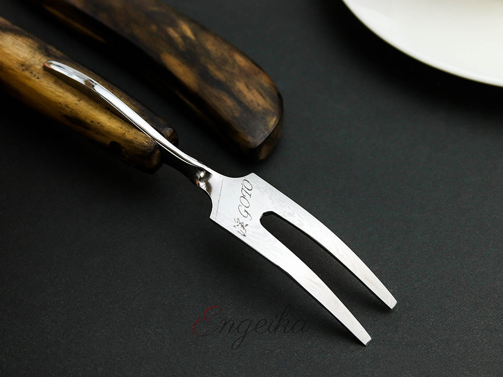 Goto Kurogaki Damascus Folding Knife & Fork Set