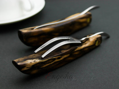 Goto Kurogaki Damascus Folding Knife & Fork Set